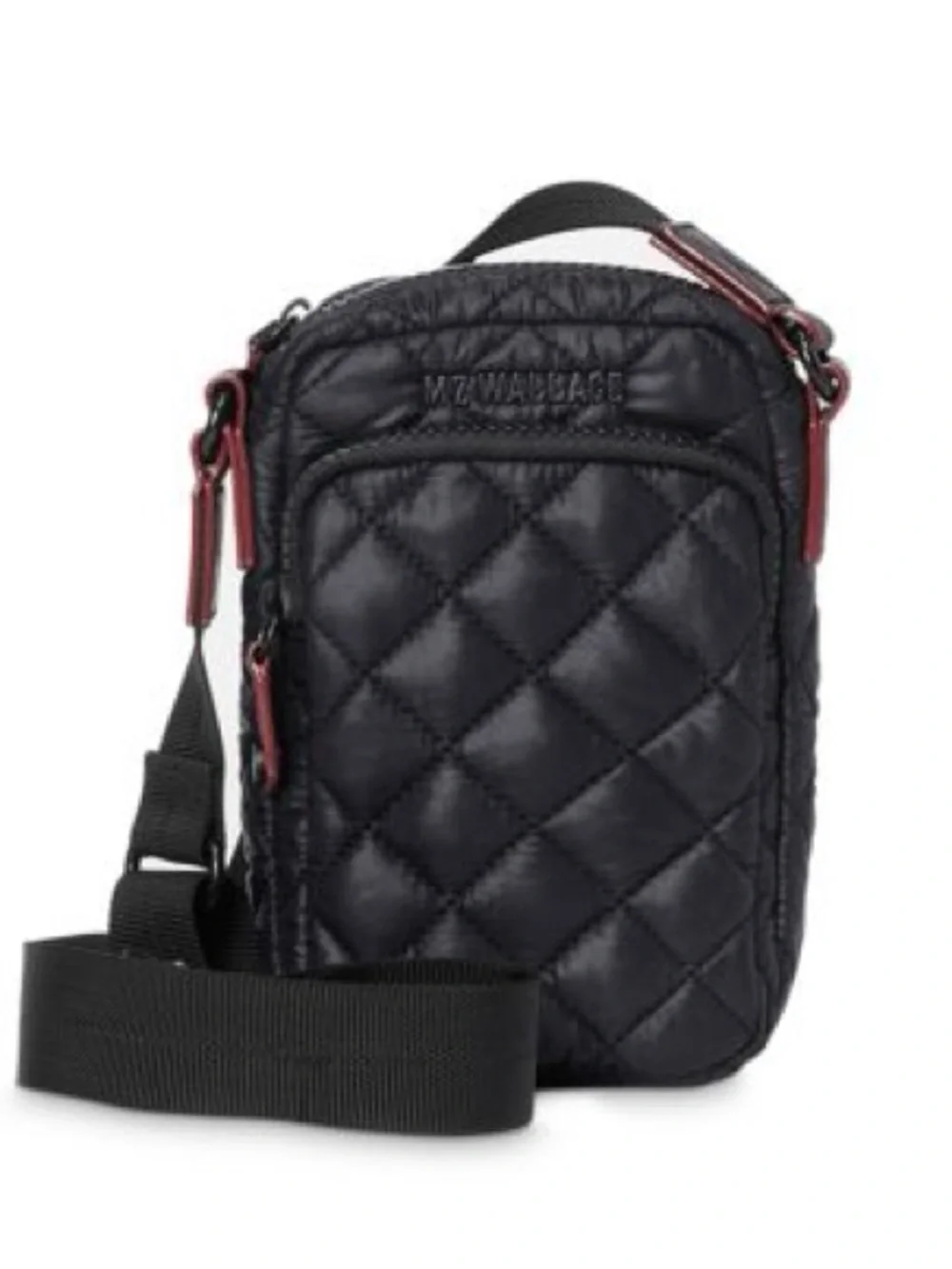 MZ Wallace Black Quilted Belt Micro Bag with Red Trim
